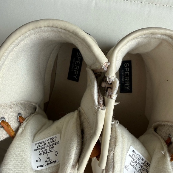 Sperry Saltwater Duck Boots Size 5 Ivory Wool Waterproof Winter Booties - Picture 8 of 10